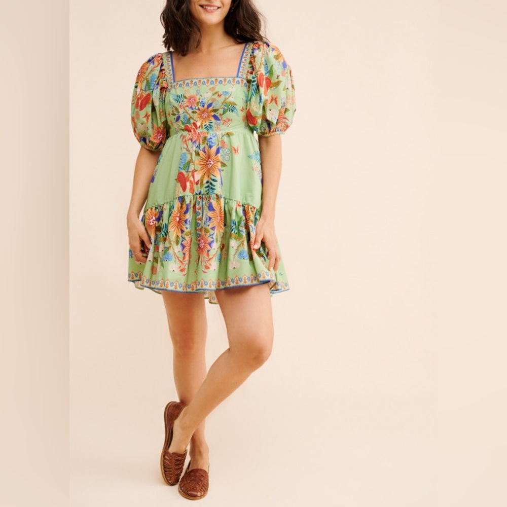 Farm Rio Bright Yard Green Mini Dress Size M